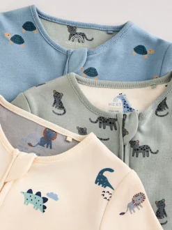 Next Bleu de sarcelle - Lot de 3 dors-bien zippés imprimés bébé (0mois-3ans) Outlet