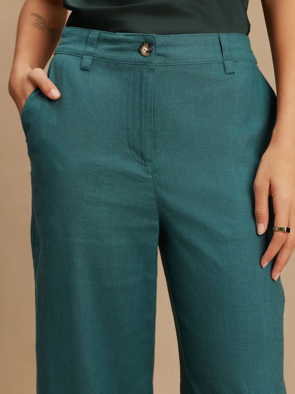 Next Bleu de sarcelle - Pantalons intelligents à jambe large en lin Blend Discount