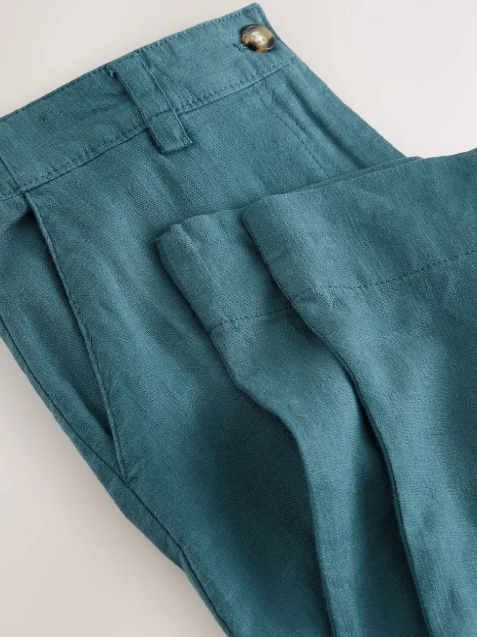 Next Bleu de sarcelle - Pantalons intelligents à jambe large en lin Blend Discount