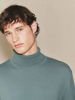 Next Bleu de sarcelle - Polo EDIT en maille à manches longues et col roulé