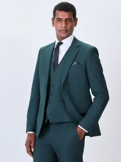 Next - Slim Fit (Slim Fit) - Veste de costume texturée Bleu de sarcelle New