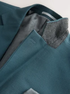 Next - Slim Fit (Slim Fit) - Veste de costume texturée Bleu de sarcelle New