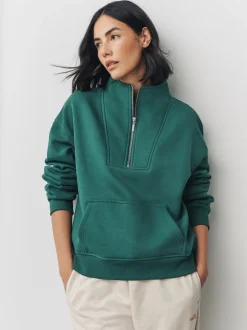 Next Bleu de sarcelle - Sweat-shirt décontracté en jersey épais à col zippé Sale