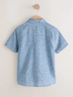 Next Bleu Denim - Chemise Blend en lin à manches courtes (3-16ans) Clearance