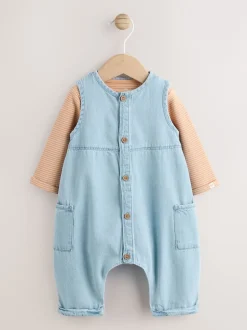 Next Bleu Denim - Ensemble bébé salopette et body (0mois-2ans) Discount