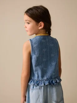 Next Bleu Denim - Gilet sans manches en Denim avec nœud (3-16ans) Discount