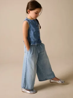 Next Bleu Denim - Gilet sans manches en Denim avec nœud (3-16ans) Discount