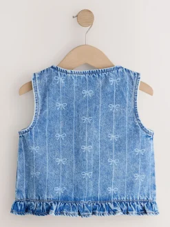 Next Bleu Denim - Gilet sans manches en Denim avec nœud (3-16ans) Discount