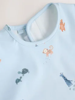 Next - Bavoir à manches de sevrage et d’alimentation Bleu dinosaure motif jungle Hot