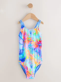 Next - Maillot de bain à double bretelle (3-16yrs) Bleu effet tourbillon Discount