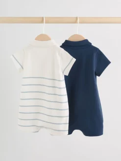 Next Bleu et Blanc rayées - Barboteuse en jersey pour bébé 2 Pack Outlet