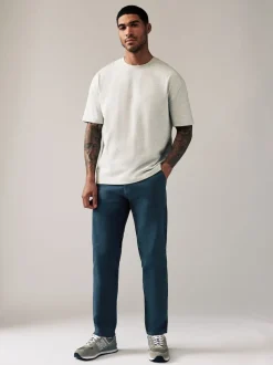 Next - Ajustement droit - Pantalon chino stretch Bleu foncé Clearance