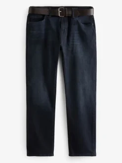 Next bleu foncé - Ajustement droit - Jean authentique ceinturé Hot