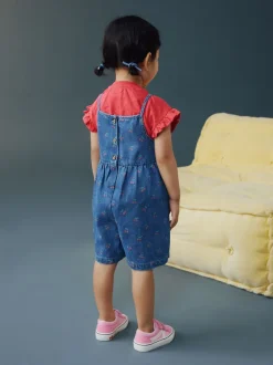 Next bleu foncé - Combinaison et T-shirts en Denim imprimé cerise (3mois-7ans) Sale