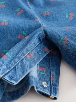 Next bleu foncé - Combinaison et T-shirts en Denim imprimé cerise (3mois-7ans) Sale