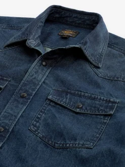 Next bleu foncé - Denim Western 100% Cotton Manches longues Chemises Outlet