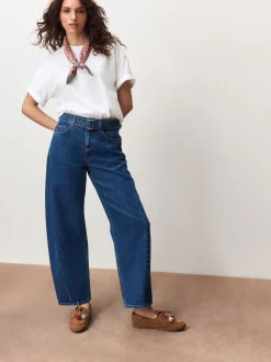 Next bleu foncé - Jean barrel ceinturé Sale