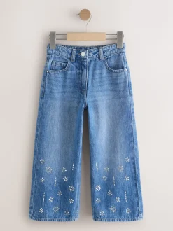 Next bleu foncé - Jean large avec ornements thermiques (3-16ans) New
