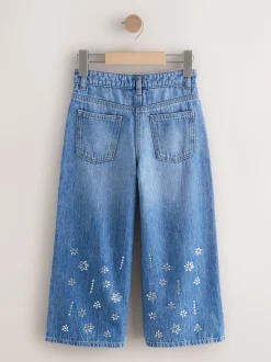 Next bleu foncé - Jean large avec ornements thermiques (3-16ans) New