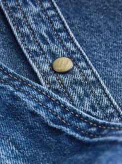 Next bleu foncé - Robe chemise mi-longue en Denim à buste plus ample Outlet