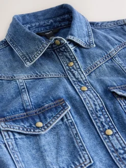 Next bleu foncé - Robe chemise mi-longue en Denim à buste plus ample Outlet