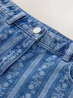Next bleu foncé - Shorts Denim Fleuris (3-16ans) Outlet