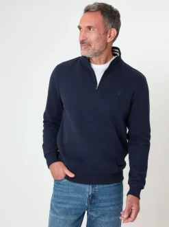 Saltwell - Sweat-shirt à col zippé bleu foncé Clearance