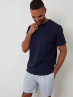 Threadbare bleu foncé - pyjama short texturé 100% coton Sale