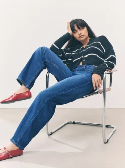 Next Bleu foncé de denim - Jean jambe barillet New