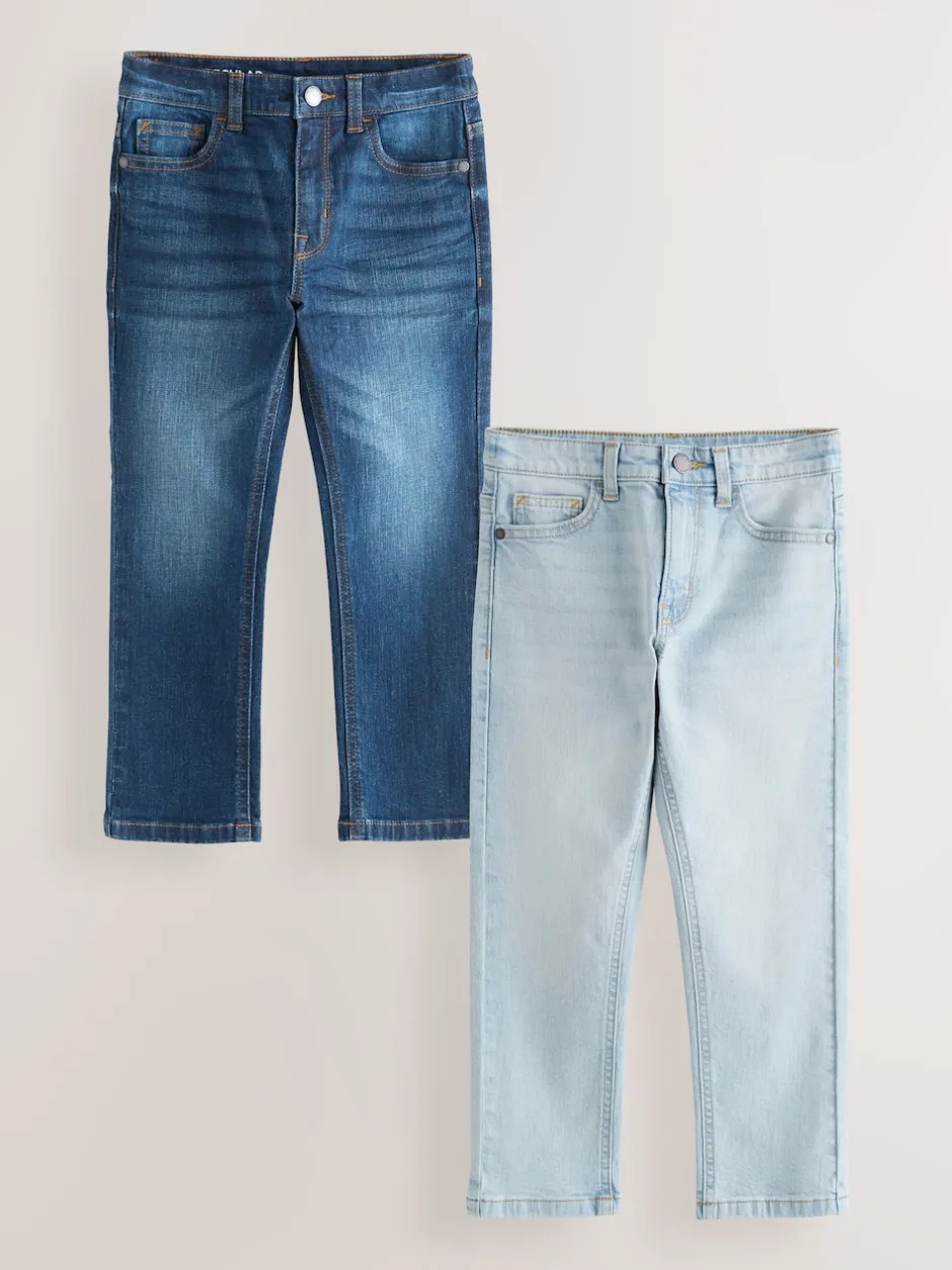 Next Bleu foncé de denim/délavé - Jean extensible, lot de 2 (3-17ans) Best