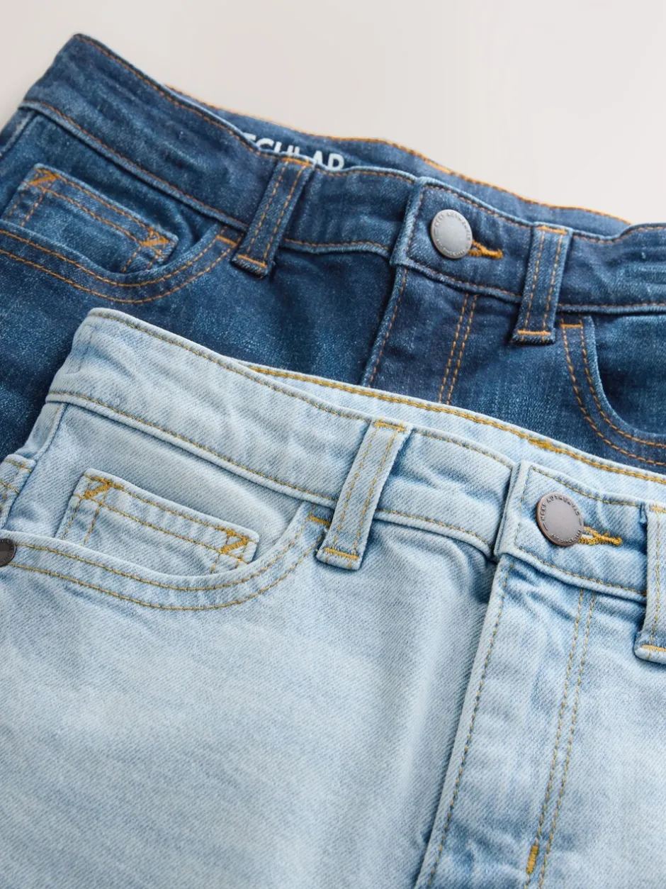 Next Bleu foncé de denim/délavé - Jean extensible, lot de 2 (3-17ans) Best