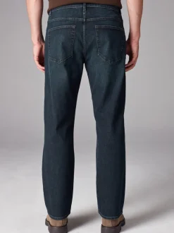 Next - Straight Fit Classic Jeans extensibles Bleu foncé lavé Outlet