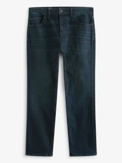 Next - Straight Fit Classic Jeans extensibles Bleu foncé lavé Outlet