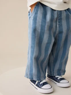 Next - Pantalon large à enfiler (3mois-7ans) Bleu foncé rayé