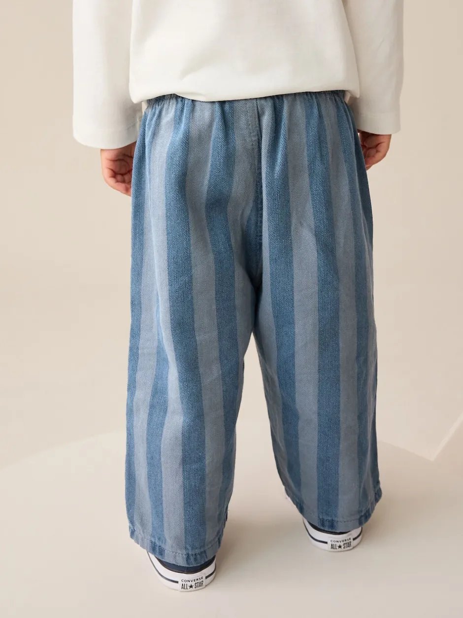 Next - Pantalon large à enfiler (3mois-7ans) Bleu foncé rayé