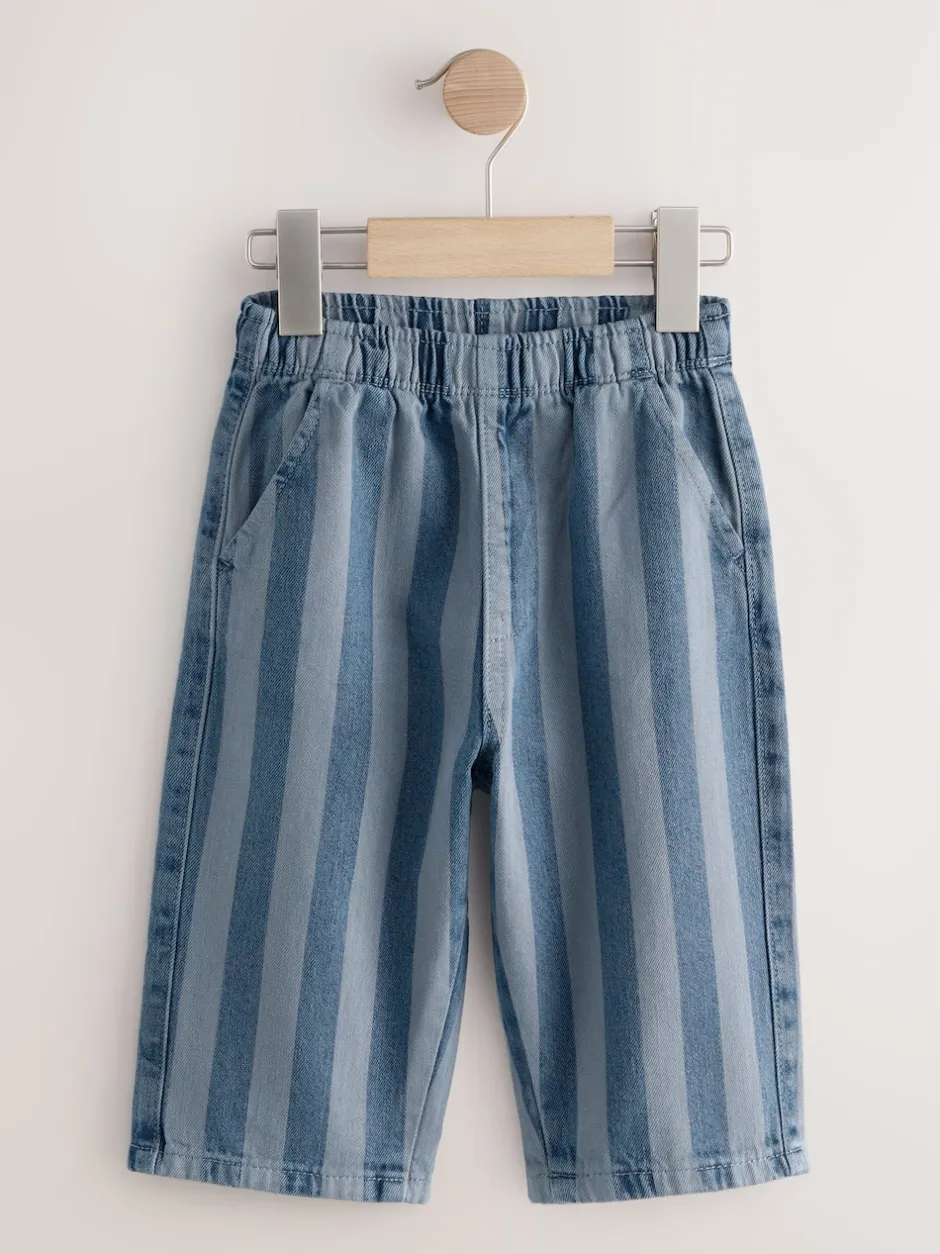 Next - Pantalon large à enfiler (3mois-7ans) Bleu foncé rayé