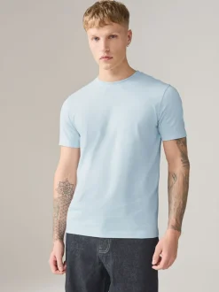 Next - Slim Fit (Slim Fit) - T-shirt Essential Col rond en coton Bleu glace Best