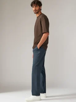 Next - Ajustement droit - Pantalon chino stretch Bleu Gris Moyen Sale