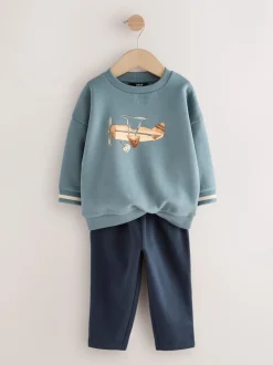 Next - Ensemble Sweat-shirt et Survêtement (3mois à7ans) Bleu imprimé avion Sale