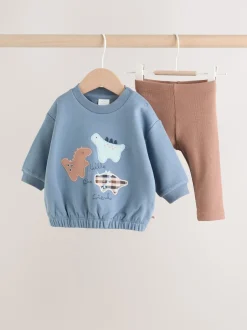 Next Bleu imprimé dinosaure - Ensemble Sweat-shirt et Leggings bébé (0mois-3ans) Online