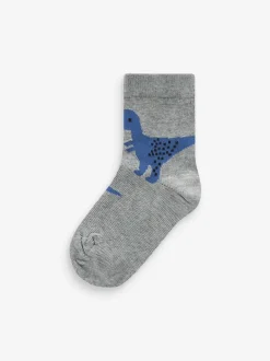 Next - Paquet de chaussettes en coton riche 7 Bleu imprimé dinosaure Clearance
