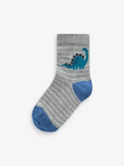 Next - Paquet de chaussettes en coton riche 7 Bleu imprimé dinosaure Clearance