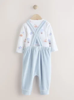 Next Bleu imprimé éléphant - Ensemble salopette et body en velours bébé (0mois-3ans) Hot