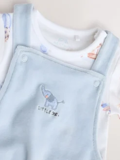 Next Bleu imprimé éléphant - Ensemble salopette et body en velours bébé (0mois-3ans) Hot