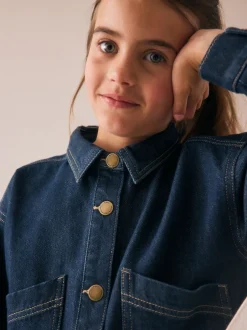 Next Bleu indigo - Veste en jean à ourlet péplum (3-16ans) Outlet