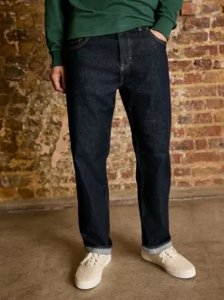 Next Bleu indigo rincé - Ajustement droit - Signature Selvedge jean Denim Jeans Outlet