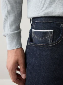 Next Bleu indigo rincé - Coupe fuselée régulière - Signature Selvedge jean Denim Jeans Online