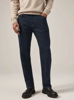 Next - Straight Fit Classic Jeans extensibles Bleu indigo rincé Outlet