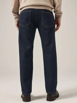 Next - Straight Fit Classic Jeans extensibles Bleu indigo rincé Outlet