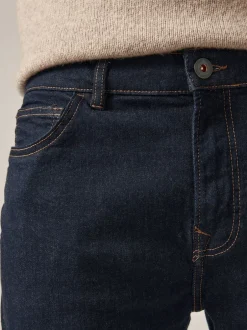 Next - Straight Fit Classic Jeans extensibles Bleu indigo rincé Outlet